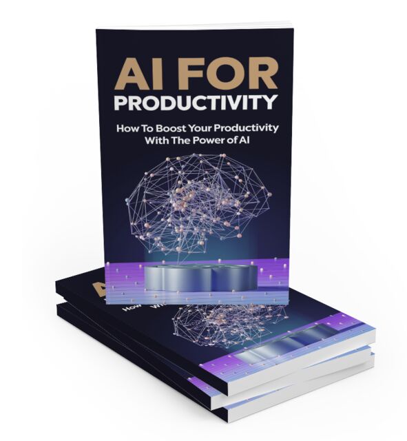 eCover representing AI for Productivity eBooks & Reports with Master Resell Rights